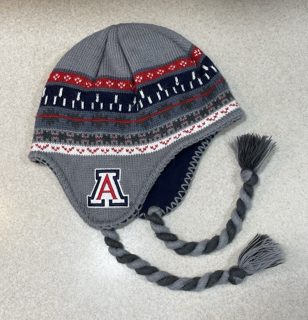 University Of Arizona Cap/Hat Knit Winter Beanie W/Ear Flaps Tassels Adult OS
